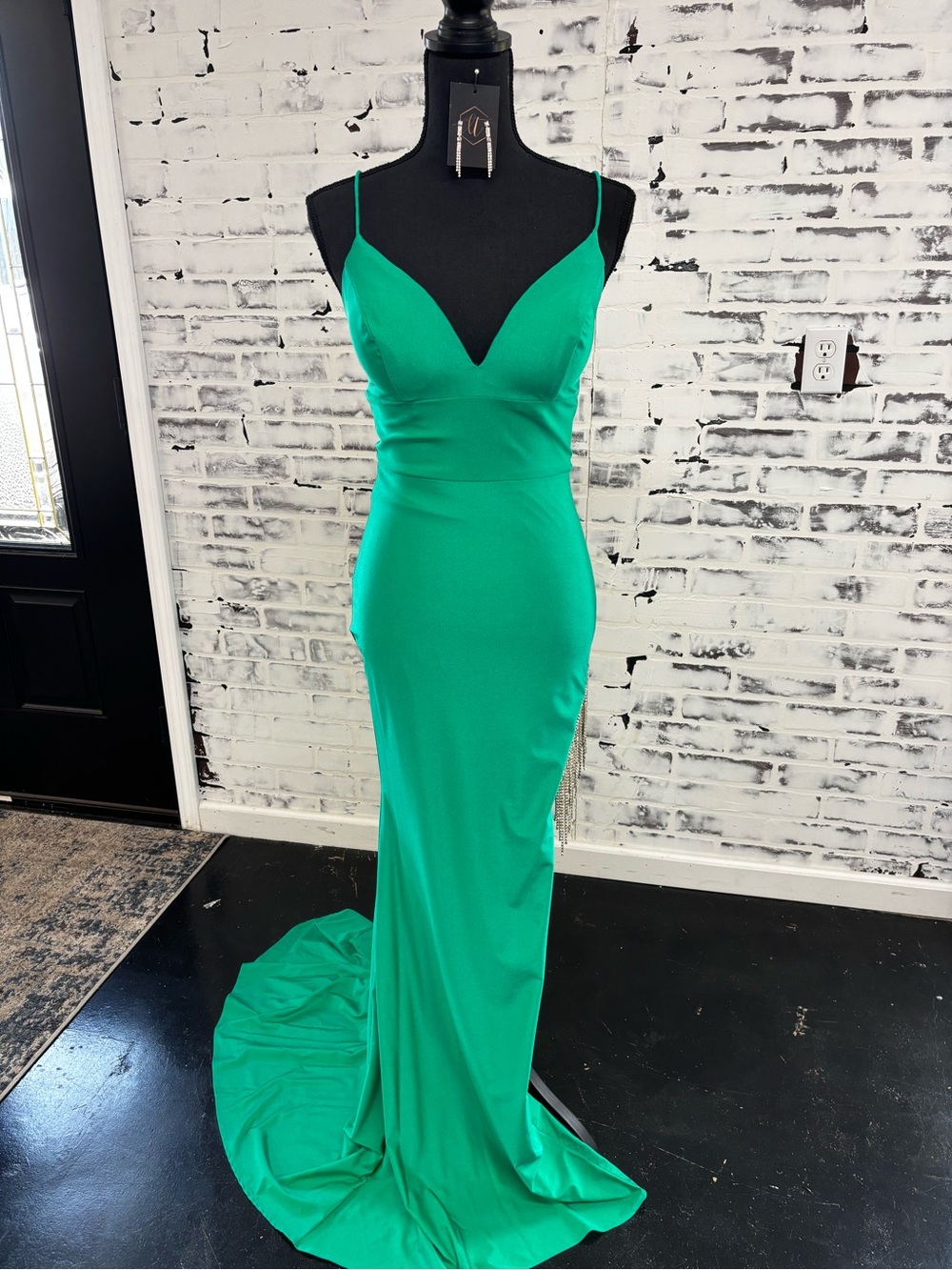 Emerald V-Neck Sophia Thomas Prom Formal Gown